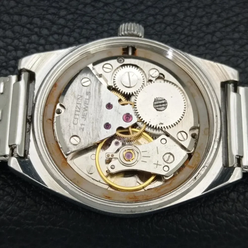 Vintage 1985 Citizen Manual Wound Mens Silver Watch & Silver accents